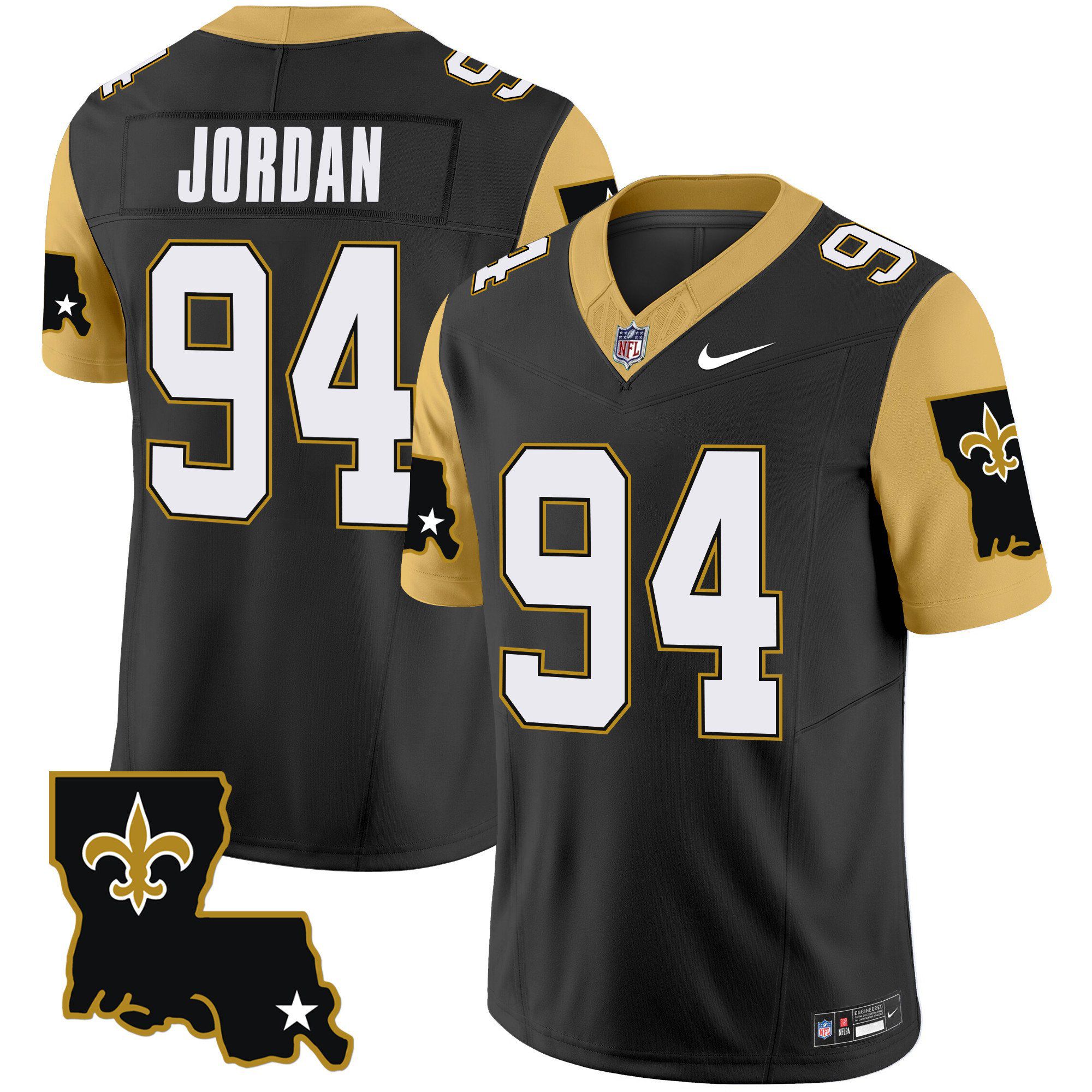 Men New Orleans Saints #94 Jordan Black 2024 Nike 1987 Legacy Vapor Limited NFL Jersey
